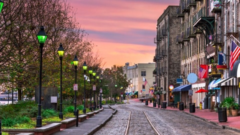 A photo of River Street in Savannah
